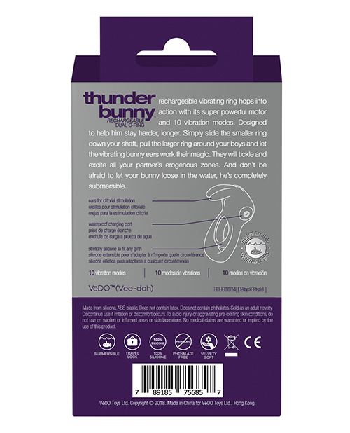 Thunder Bunny Rechargeable Dual Ring - Black Pearl