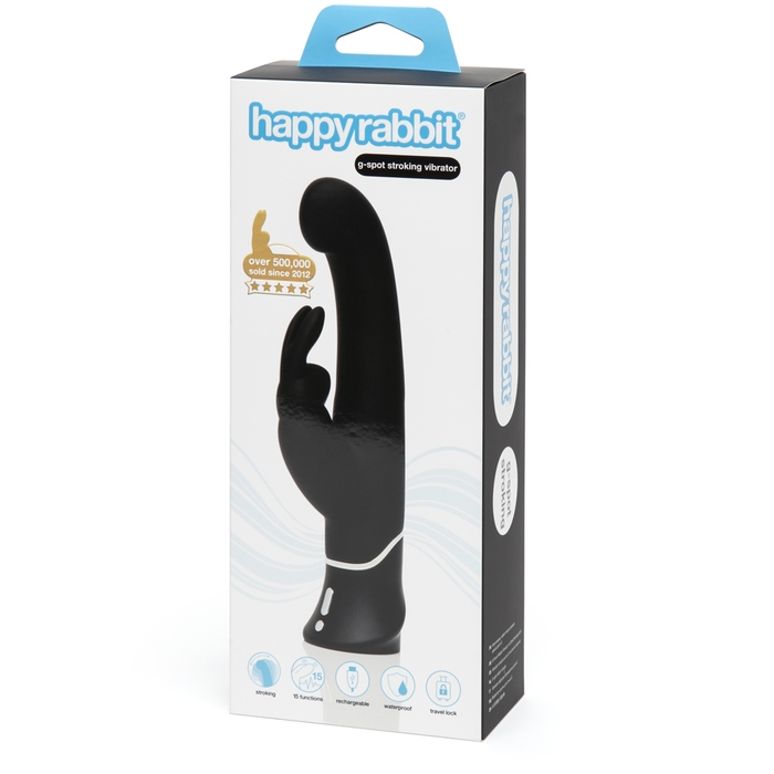 HAPPY RABBIT G-SPOT STROKER RABBIT VIBRATOR BLACK - Romantic Depot