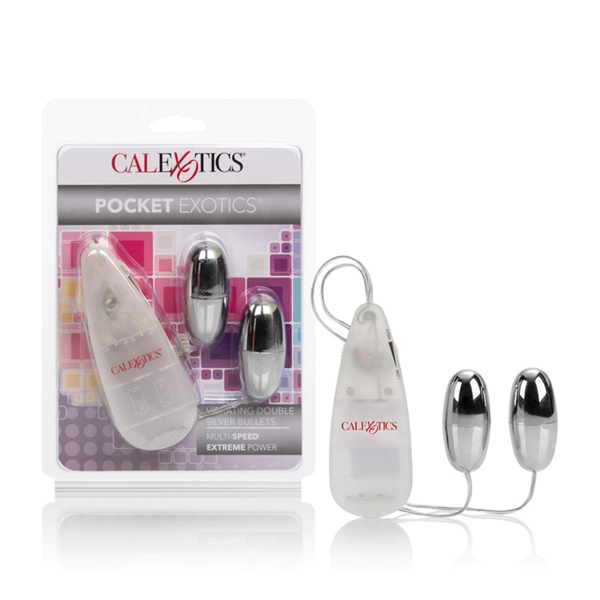 POCKET EXOTIC DOUBLE BULLET SILVER - Romantic Depot | Adult Sex Toy  Superstore