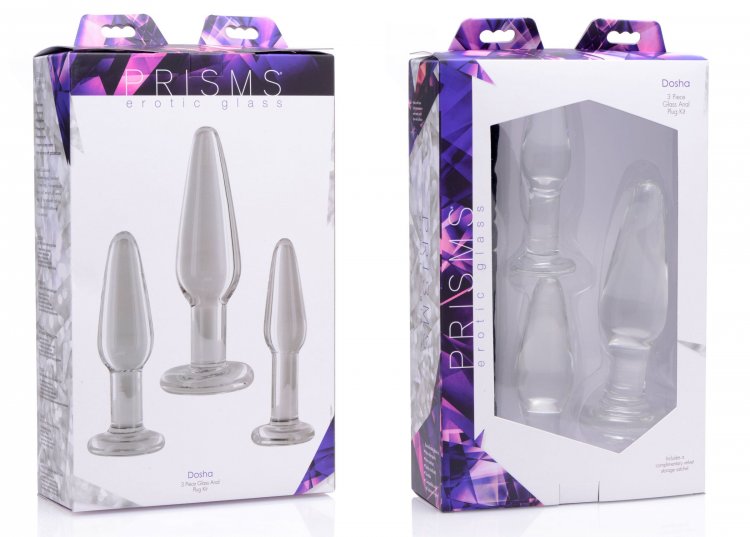 PRISMS DOSHA 3 PIECE GLASS ANAL PLUG KIT - Romantic Depot