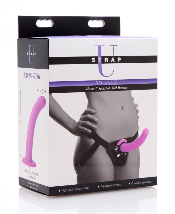 STRAP U NAVIGATOR SILICONE G SPOT DILDO W/ HARNESS - Romantic Depot | Adult  Sex Toy Superstore