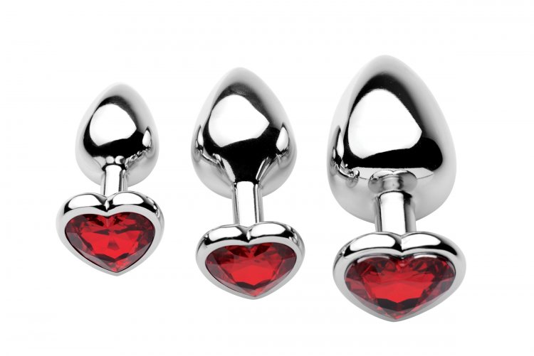 FRISKY CHROME HEARTS 3 PIECE ANAL PLUGS W/GEM ACCENTS - Romantic Depot | Adult Sex Toy Superstore FRISKY CHROME HEARTS 3 PIECE ANAL PLUGS W/GEM ACCENTS - Romantic Depot | Adult Sex Toy Superstore