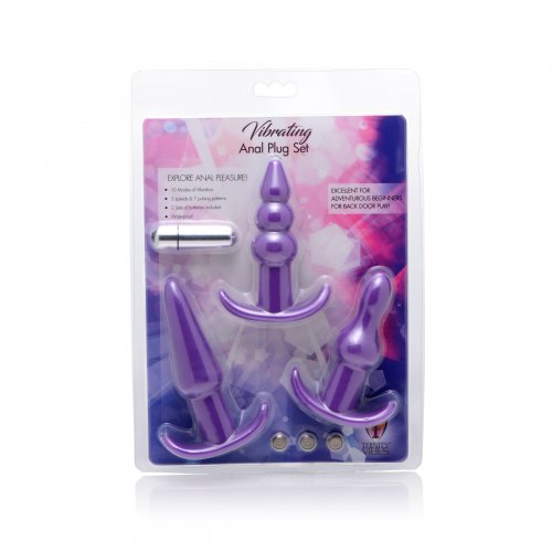 TRINITY VIBES 4 PC VIBRATING ANAL PLUG SET PURPLE - Romantic Depot | Adult  Sex Toy Superstore