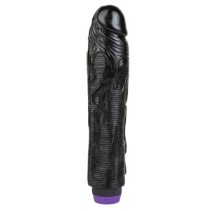 Black textured adult toy, vibrator with ribbed detail