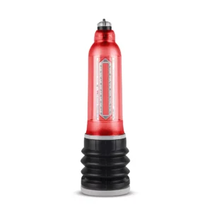 Red Batimatec hydraulic hand pump with black ribbed base