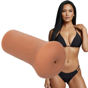 Silicone sex toy and woman in bikini.