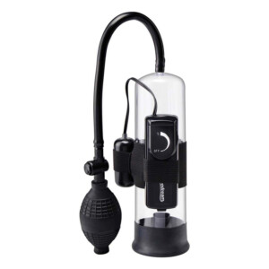 Black manual vacuum erection device with clear cylinder