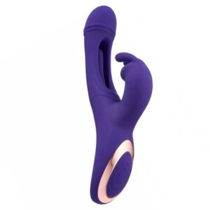 Cloud 9 Flutter Touch Silicone Rechargeable Rabbit Vibrator with 3 Motors - Purple