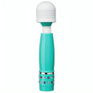 Cloud 9 Novelties Flexi-Head Mini Wand Massager with Bling Jeweled Handle - Teal