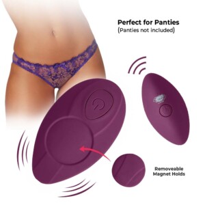 Purple wearable vibrating device for underwear.