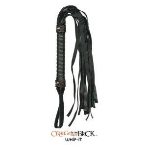 Elite Couples Fantasy Play Vegan Leather Flogger Whip - Black