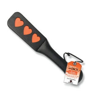 Elite Couples Fantasy Play Triple Heart Vegan Leather Imprint Slap Paddle