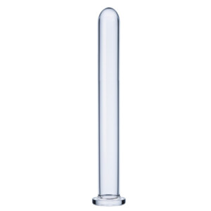 Clear glass test tube on white background
