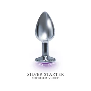 Elite Silver Starter Bejeweled Steel Plug - Purple