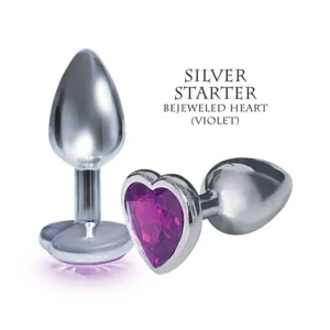 Elite Heart-Shaped Purple Bejeweled Anal Plug - Small