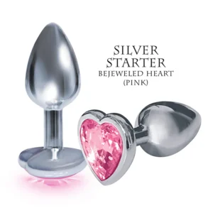 Elite Heart-Shaped Pink Bejeweled Anal Plug - Small