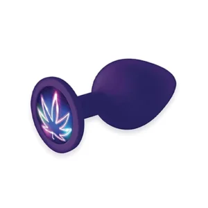 Elite Premium Purple Silicone Butt Plug - Neon Mary Jane Leaf