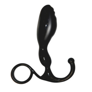 Black prostate massager with ergonomic design.