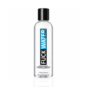 Clear bottle of Fuck Water water-based personal lubricant