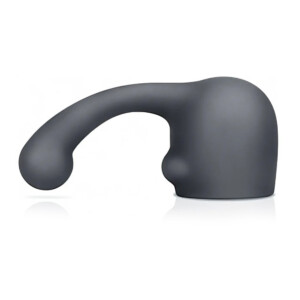 Curved gray ergonomic handheld device on white background
