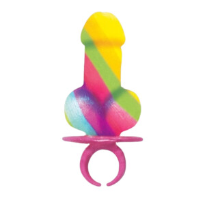 Rainbow-striped silicone plug with ring base