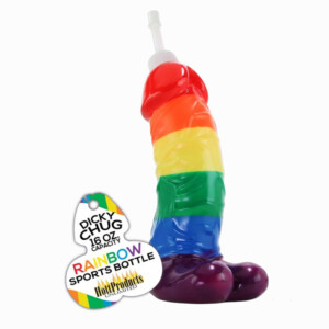 Rainbow novelty phallic-shaped sports water bottle