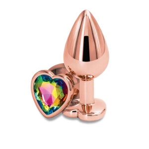 Rear Assets Rose Gold Heart Small 2.75" Anal Plug with Heart Jewel