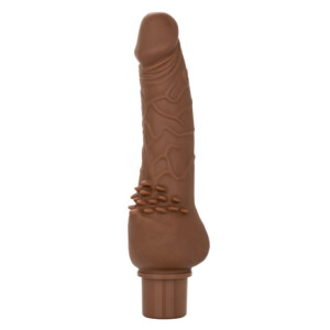 Rechargeable Power Stud® Cliterrific™ Rechargeable Vibrating Dildo - Brown