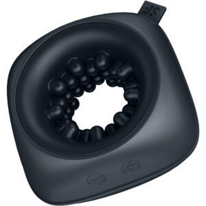 Satisfyer Ring Stroker Pocket-Sized Rechargeable Vibrating Penis Masturbator - Black