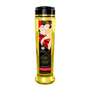 Shunga Romance sparkling strawberry wine massage oil bottle