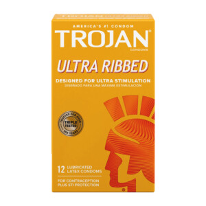 Trojan Ultra-Ribbed Condoms - 12 Pack