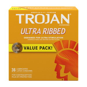 Trojan Ultra-Ribbed Condoms - 36 Pack