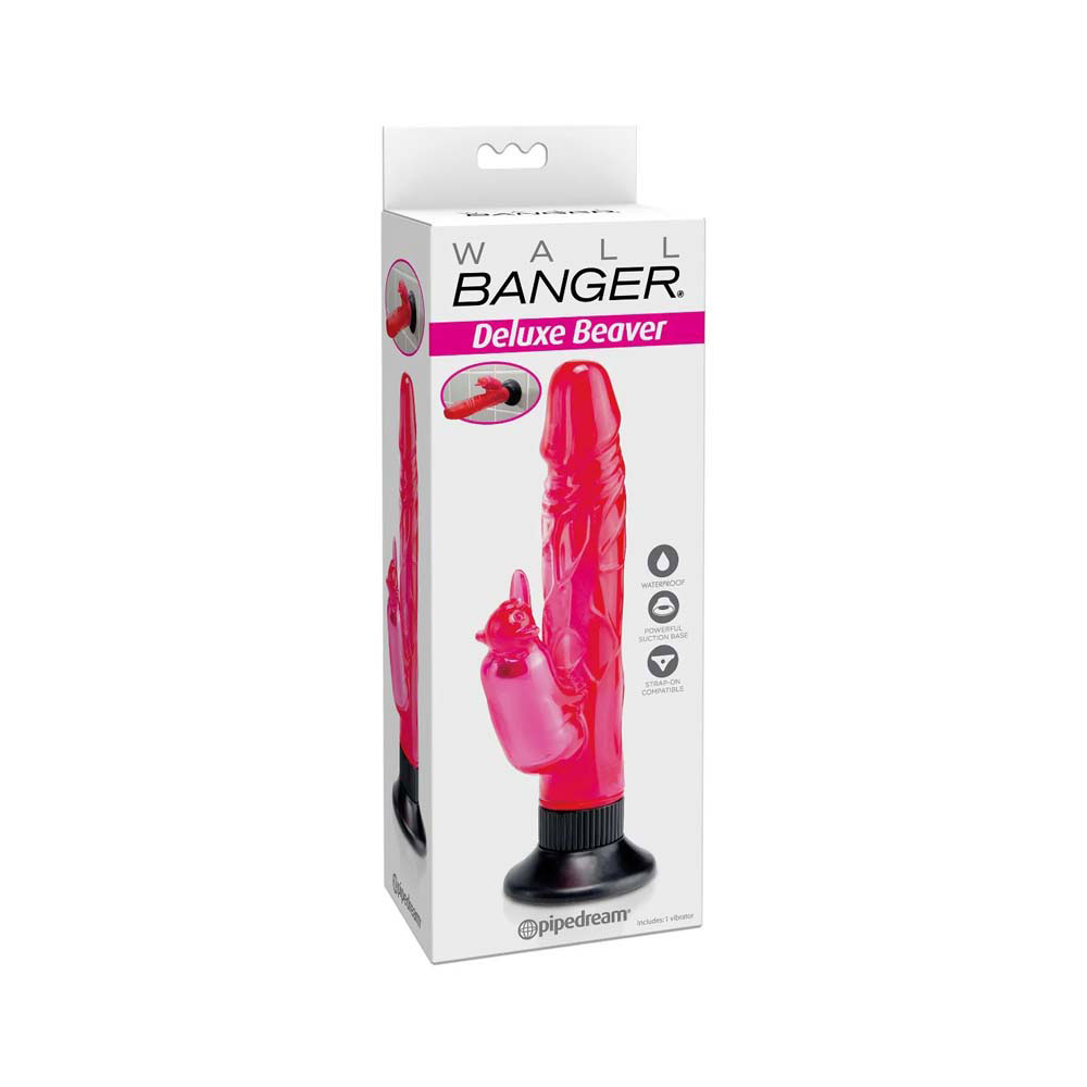 Waterproof Beaver Wall Bangers Dual Stimulator with Suction Cup - Pink - Image 4