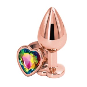 Rear Assets Rose Gold Heart Medium 3.23" Anal Plug with Heart Jewel