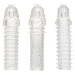 3 Piece Textured Penis Extender Kit - Clear