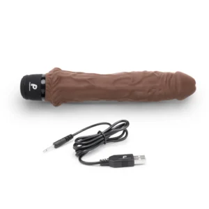 Powercocks 8" Girthy Rechargeable Vibrator - Brown