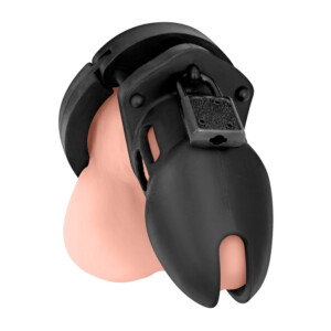 Blue Line Silicone Chastity Cage - Black