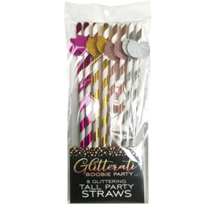 Glitterati Boobie Tall Party Straws - Pack of 8