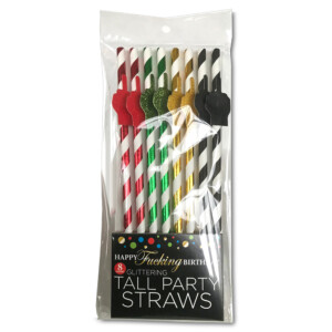 Happy F'ing Birthday Tall Party Straws - Pack of 8