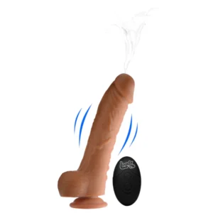 SIR Richard XR Of Finland Remote Control Premium Cun Squirting Elite Insertable 7.5" Dildo with Balls and Suction Cup- Tan
