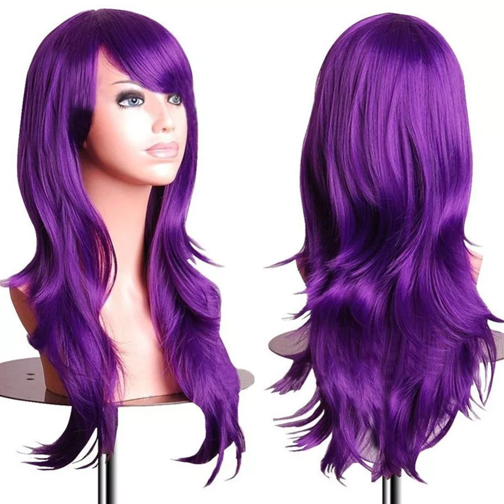 VIP Sexy Long Layered Hair with Side Bangs Wig - Purple