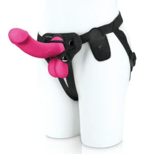 Pegasus 6.5" Remote Controlled Dildo with Balls and Strap On Harness - Pink