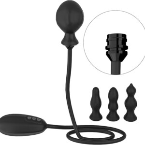 Elite Inflatable Butt Plug Kit with Interchangeable Tips - Black