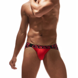 Ciokick Men's "FUCK" Jock Strap - Red with Black Detail - Medium