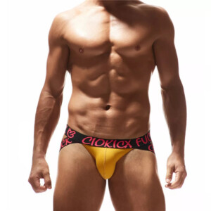 Ciokick Men's "FUCK" Jock Strap - Yellow, Red and Black - Medium