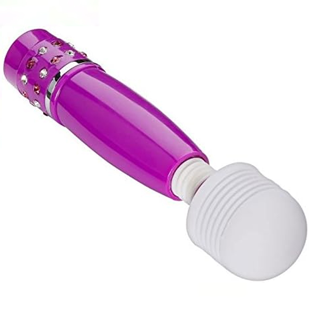 Cloud 9 Novelties Flexi-Head Mini Wand Massager with Bling Jeweled Handle - Purple - Image 2