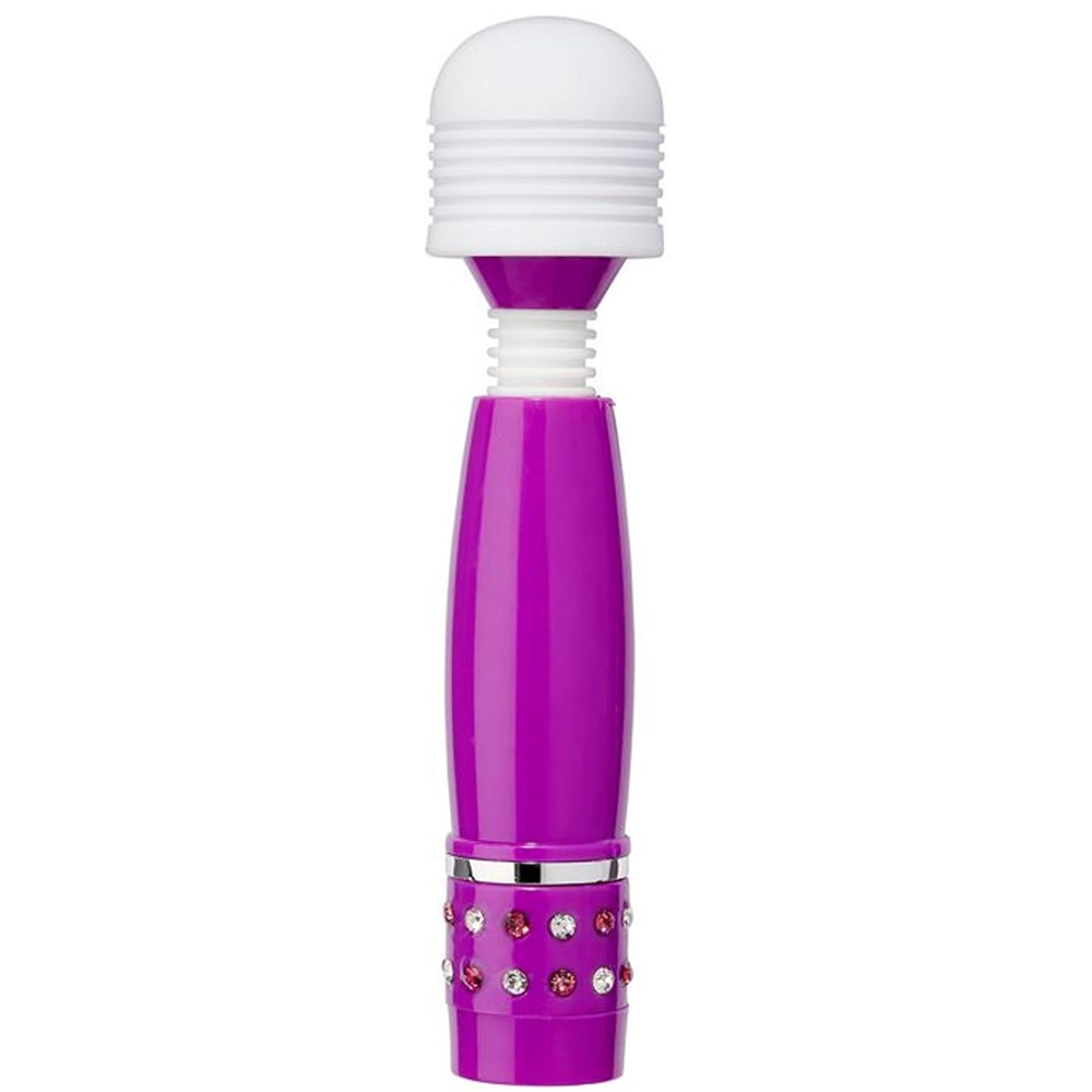 Cloud 9 Novelties Flexi-Head Mini Wand Massager with Bling Jeweled Handle - Purple
