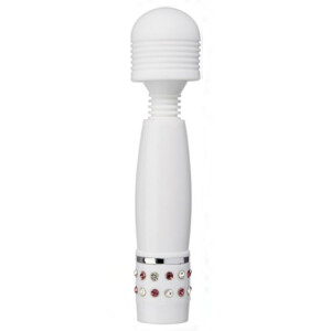 Cloud 9 Novelties Flexi-Head Mini Wand Massager with Bling Jeweled Handle - White