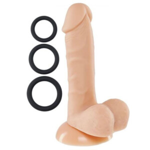 Cloud 9 Novelties Pro Sensual Premium Silicone 6" Dildo with 3 Bonus Cock Rings - Light Beige