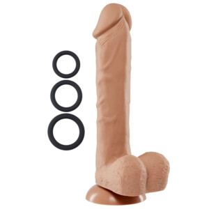 Cloud 9 Novelties Pro Sensual Premium Silicone 9" Dildo with 3 Bonus Cock Rings - Tan